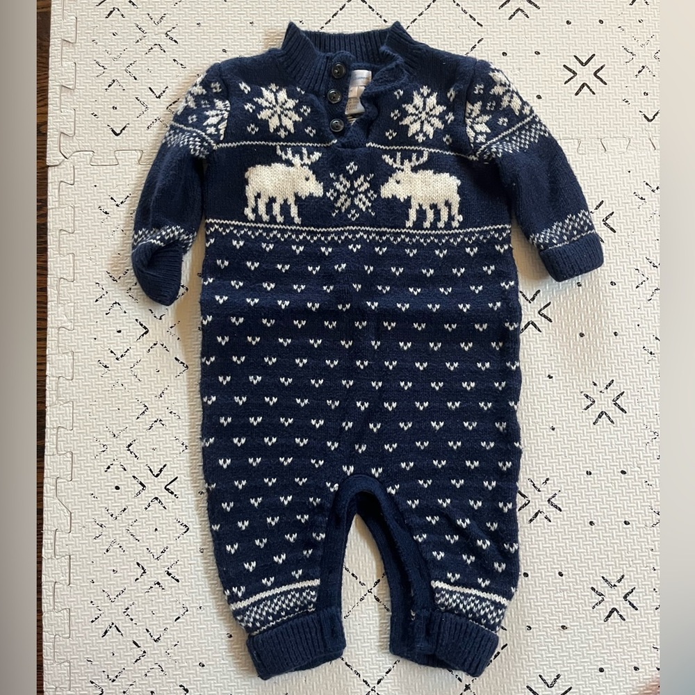 Ralph Lauren 6M Moose and Snowflake Sweater One Piece